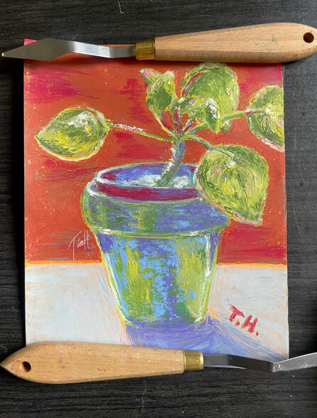 ‘Little’, A5, oil pastel