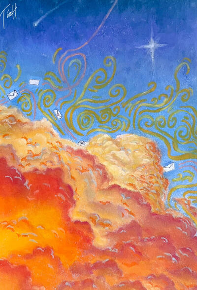 'to: someone', A4, oil pastel