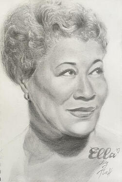 Ella Fitzgerald Portrait, A5, pencil