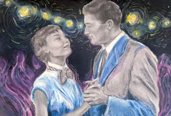'The Love I Have For You' (Roman Holiday Art), A4, pencils and oil pastels